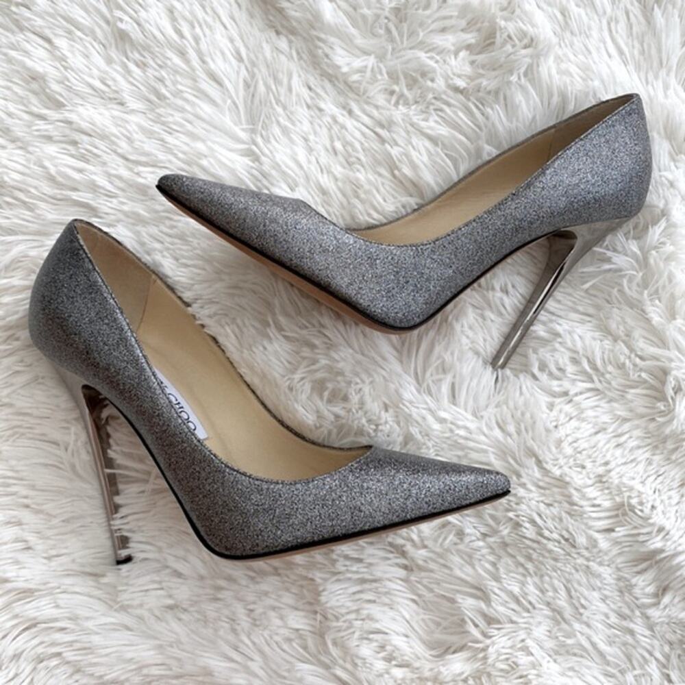Jimmy Choo Silver Sparkle Anouk Pointed Toe Stile… - image 2